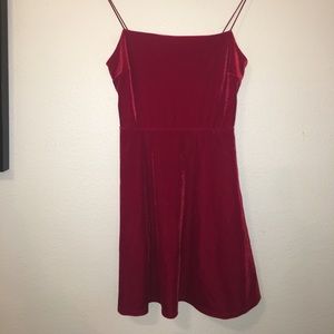 Red velvet mini dress